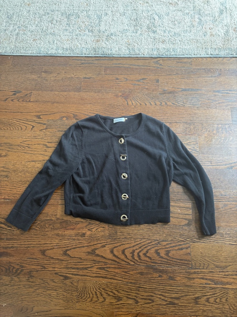 Calvin Klein Black Cropped Button Cardigan